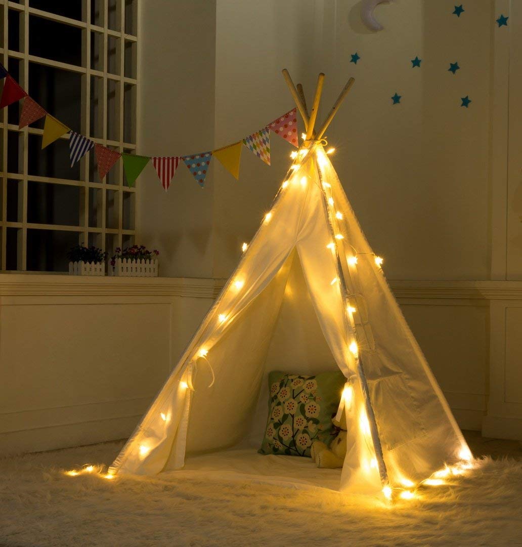 Spielen-Zelt Spiel-Haus Tipi Dreieck KidsTent Tipi Leinwand Schlafen Dome 130cm Tipi Haus Wigwam Zimmer Kinder der Zelt