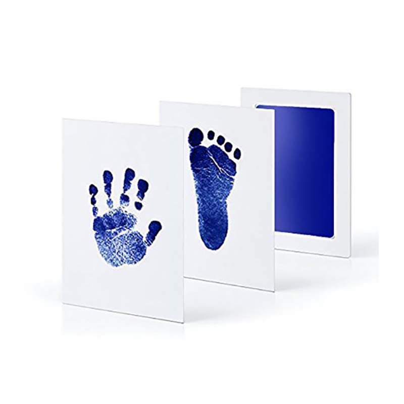 Kit de impresión de huella de mano para bebé recién nacido, almohadillas de tinta no tóxicas, seguro, recuerdos para niños, accesorios para el cuidado del bebé: Blue
