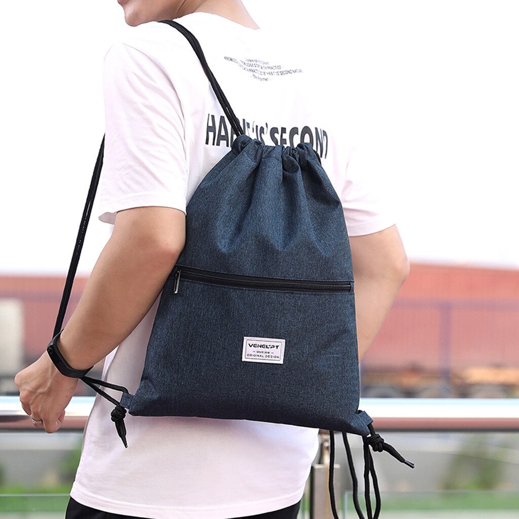 unisex Wasserdichte Reißverschluss Bündel Seil Rucksack Frauen Männer Schnur Reise Sport Rucksack Oxford Schule Einkaufstasche Bolsa Feminina35