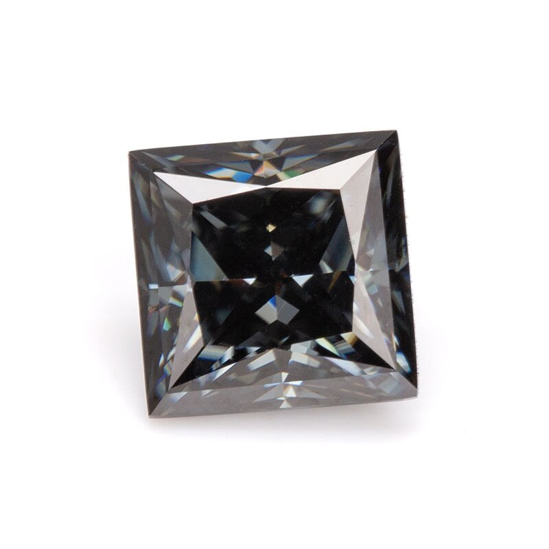 Grigio scuro di modo di colore pietre 5.5x5.5mm della principessa taglio allentato moissanite pietre preziose diamante кольца браслеты ьги с зеленным камн