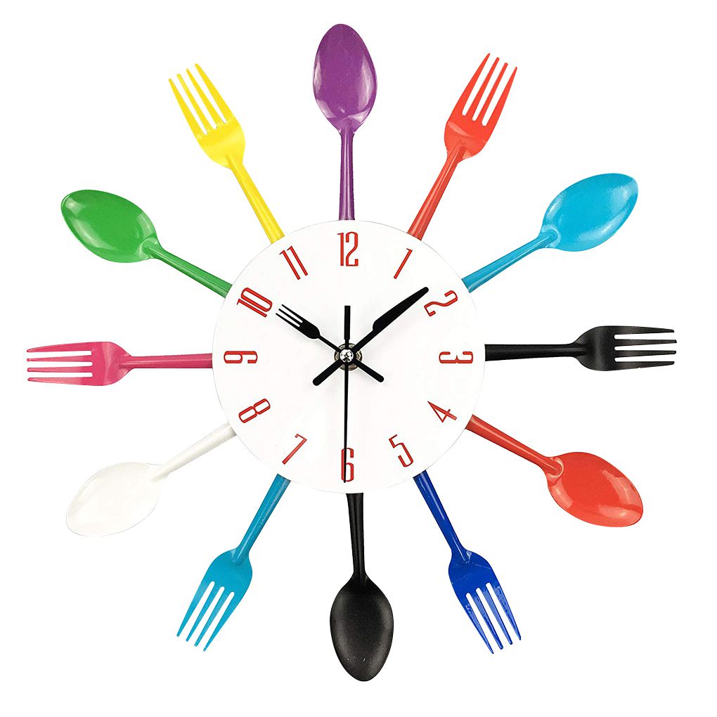 Cuisine créative horloge murale 3D moderne couverts cuisine cuillère fourchette horloge murale décalcomanie murale chambre décoration de la maison: NO3