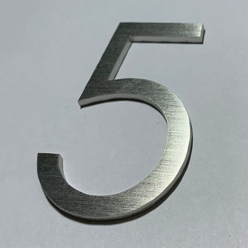 60mm Stainless Steel Self Adhesive House Number Sticker Metal Doorplate Home Door Plaque Numbers Sign For Mailbox Street Numbers: Number 5
