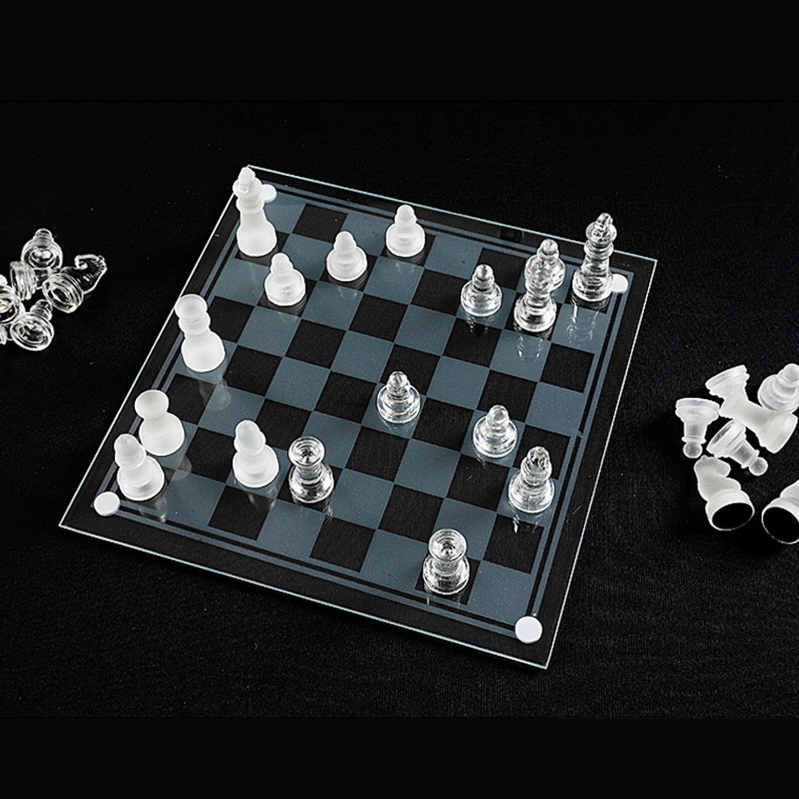 K9 Glass Chess Small Medium Large International Chess Board Chess Game International Chess Game Chess Set Thinking Toys