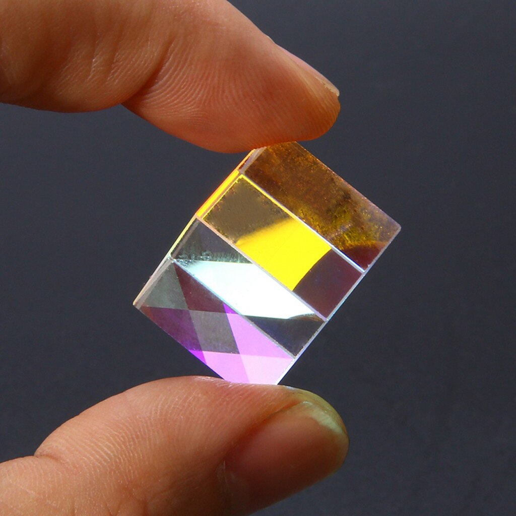 Optical Experiment Instrument CMY Optical Prism Cubes - Optical Glass Prism, RGB Dispersion Six-Sided Rainbow Cube of Light Colo