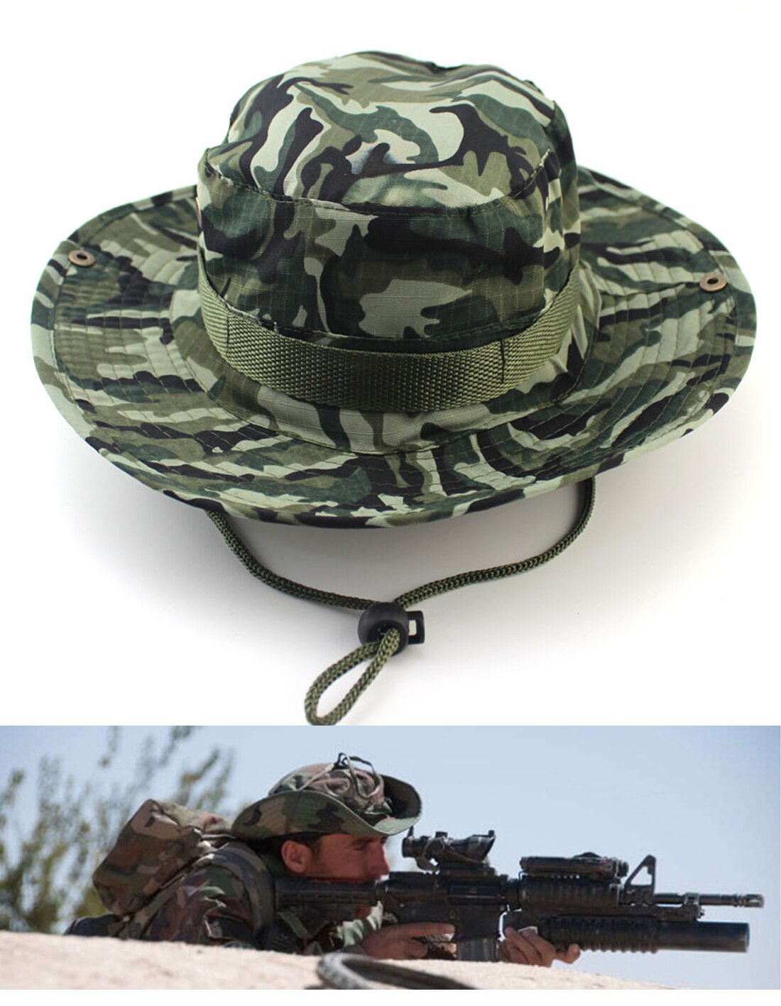 Gorros Boonie de arbusto al aire libre, gorro de pesca de camuflaje de la jungla: 10