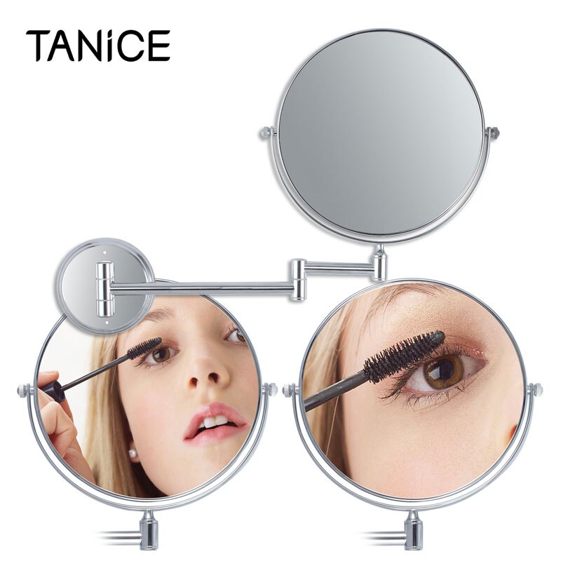Tanice 10X Vergroting Muur Gemonteerde Spiegel 8 ''Twee-Side 360 Graden Swivel Spiegel Voor Bad Make-Up dragen Scheren Gepolijst Chroom