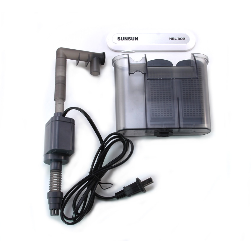 Sunsun 220v wandgemonteerd aquariumfilter aquarium schildpaddentankfilter aerobe zuivering dual 3w koolstoffilter