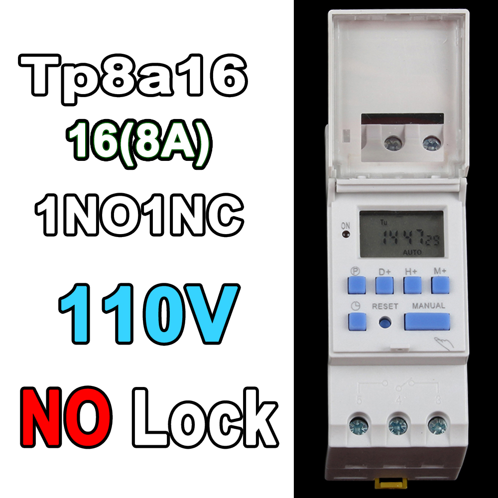 Temporizador interruptor din montaje en carril relé digital TP8A16 reloj semanal microordenador electrónico programable 220V48V 30A 12V AC timbre: Azul