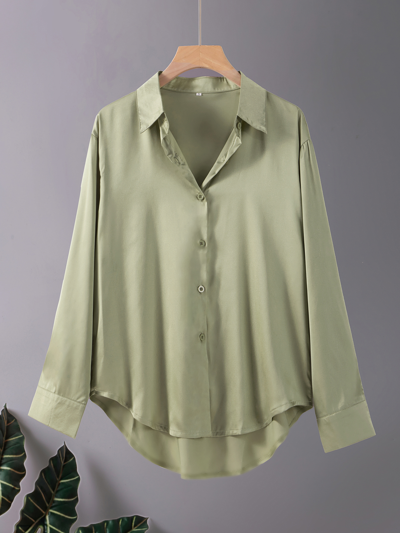 Plus size casual kontorsskjortor för kvinnor sidenskjortor höst långärmade skjortor med knappar damtoppar kontorsskjortor för kvinnor i acetat: 2xl / Orange