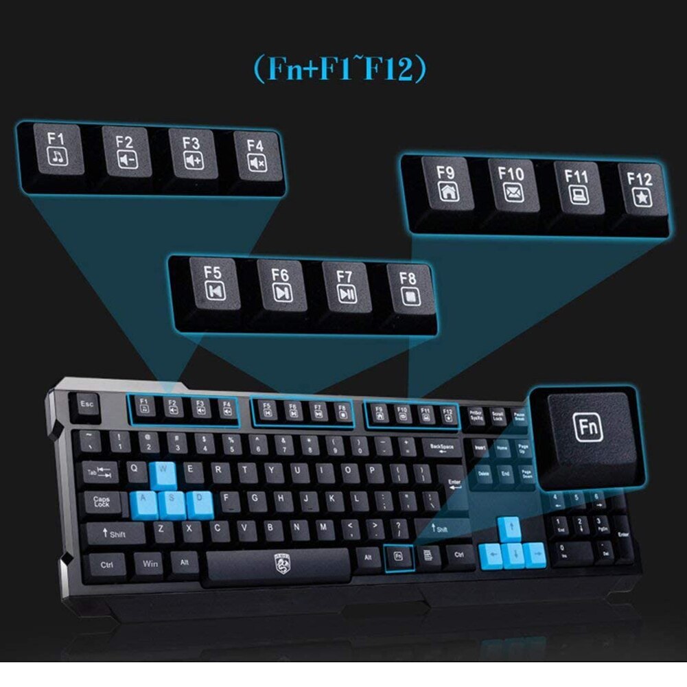For Desktop PC 2.4GHz Plug And Play Internet Cafe Keyboard Mouse Set Home Office Universal Wireless USB DPI Control Waterproof