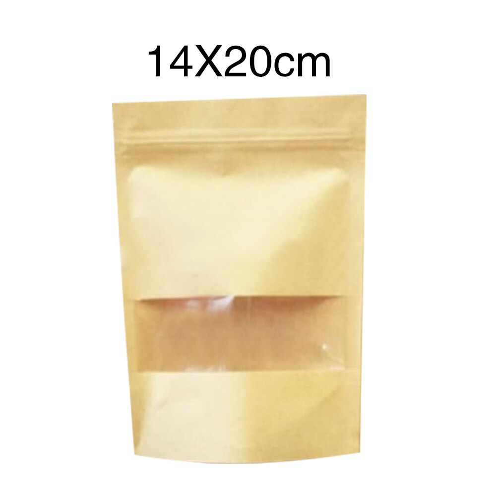 50 st robust matförseglingsficka genomskinliga paketpåsar kraftpapper slitstarkt självförslutande godispåse nötpåse skrubb: 14 x 20 x 4