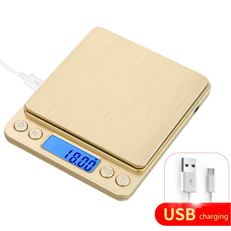 500g/1kg/2kg/3kg 0.1g Digital Electronic Scale Stainless Steel Precision Kitchen Food Scale With USB Weighing Measuring Tools