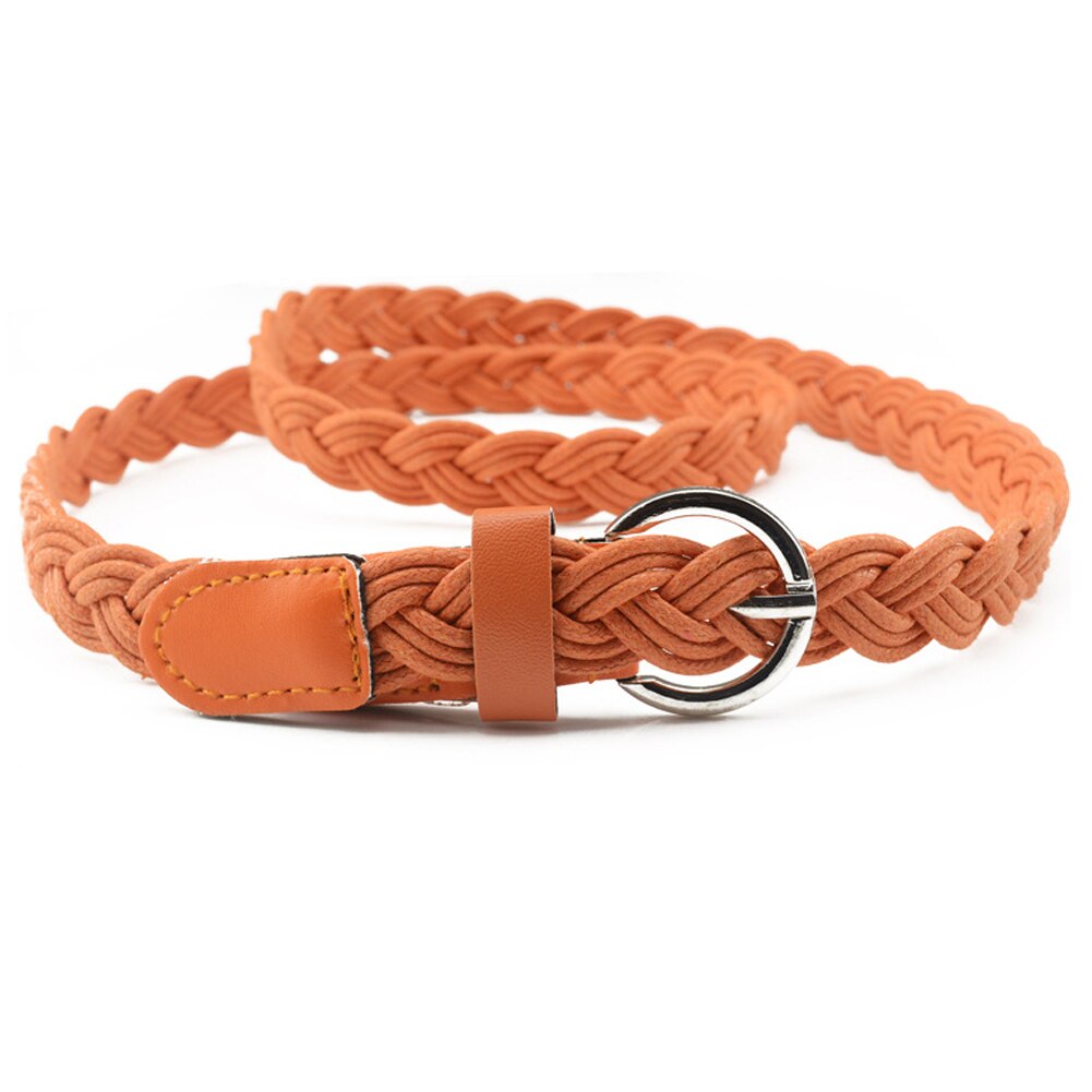 Unisex Casual Woven Belt Child Elastic Belts Men Canvas Elastic Belt Knitted Thin Waist Belts Jeans Alloy Pin Buckle Waistband: 8