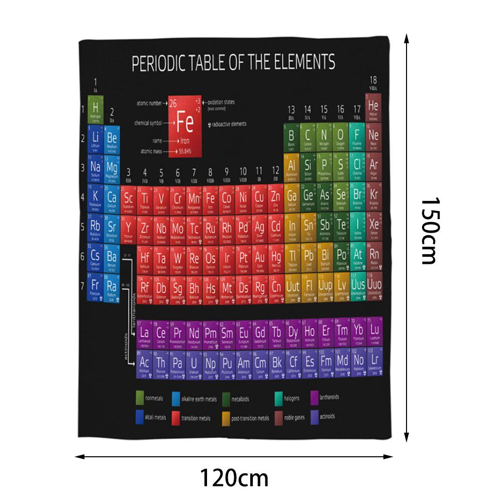 School Seizoen Chemische Gooien Deken Element Periodieke Tafel Zachte Warme Deken Bed Fleece Flanel Deken Warm: b