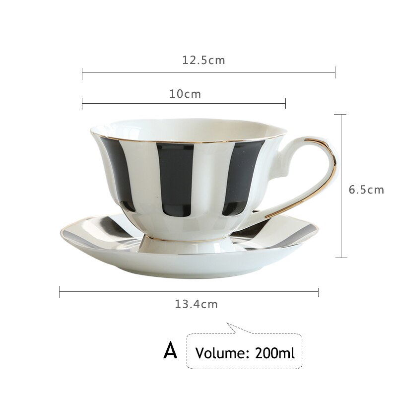 1pc Flower Shaped Coffee Cup Saucer Set European Style Ceramic Afternoon Tea Set Fine Bone China Tea Cup Gold-rimmed Drinkware: A