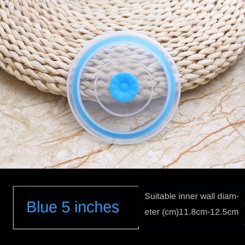 Reusable Food Packaging Cover Silicon Food Fresh-Keep Sealing Cap Vacuum Stretch Silicone Lids Kitchen Silicone Cover: Blue 5 inches
