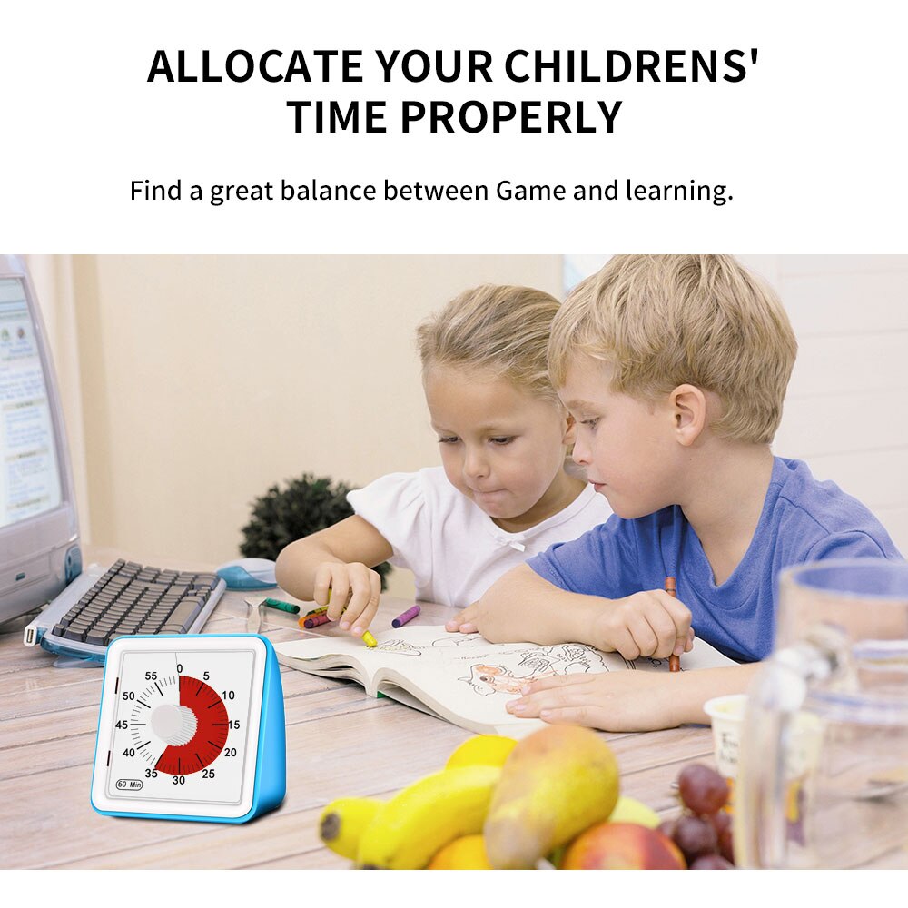 1 Uds 60 minutos Visual temporizador analógico silencioso reloj de Cuenta regresiva tiempo herramienta de gestión para los niños adultos seguro Durable