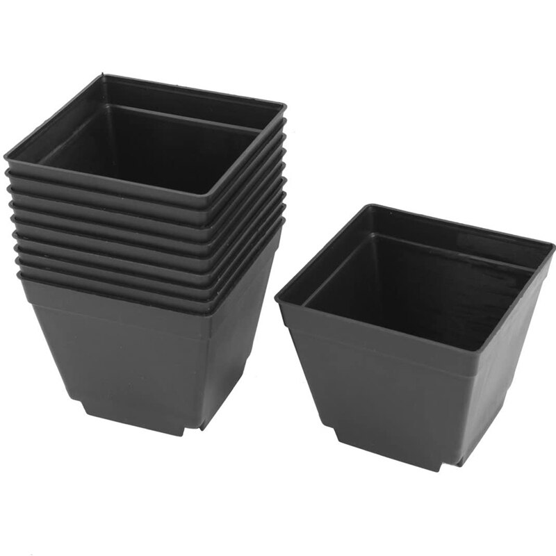 Pots à plantes carrés noirs en plastique, lot de 30 Pots de 4 pouces, pépinière de semis, conteneur de plantation pour le jardin: Default Title