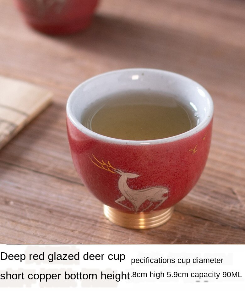 Rouge cuivre semelle Kung Fu tasse en céramique à la main grossière poterie service à thé personnel thé maître tasse unique tasse cramoisi en céramique tasses à thé: teacup B