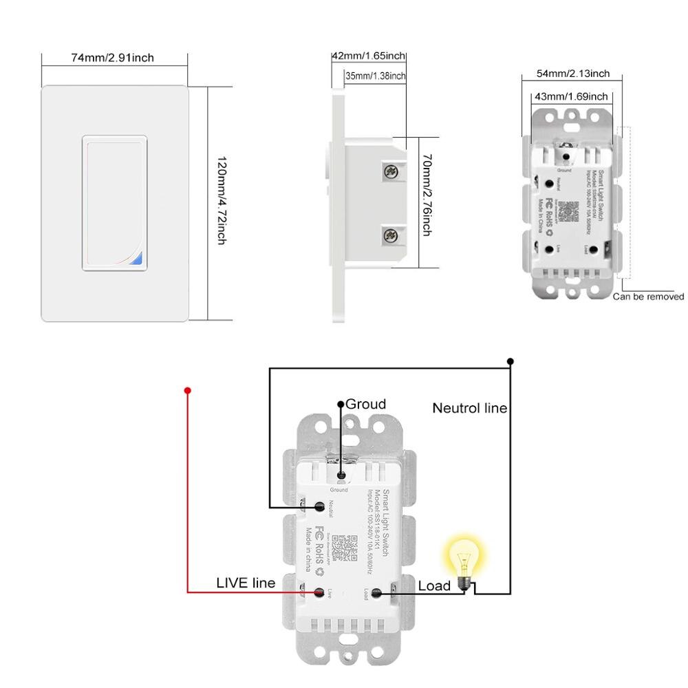 Teekar Wifi Light Switch US Standard RGB Scene Smart Switch Color Changing Remote Control Timer Work With Alexa Google Home