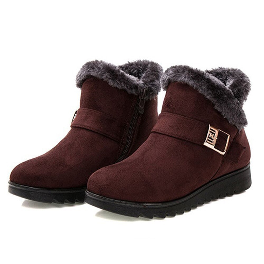 Vrouwen Winter Pluche Snowboots Warme Platte Effen Kleur Enkellaars voor Vrouwen Ronde Neus Antislip Casual Moeder schoenen Maat 35-41