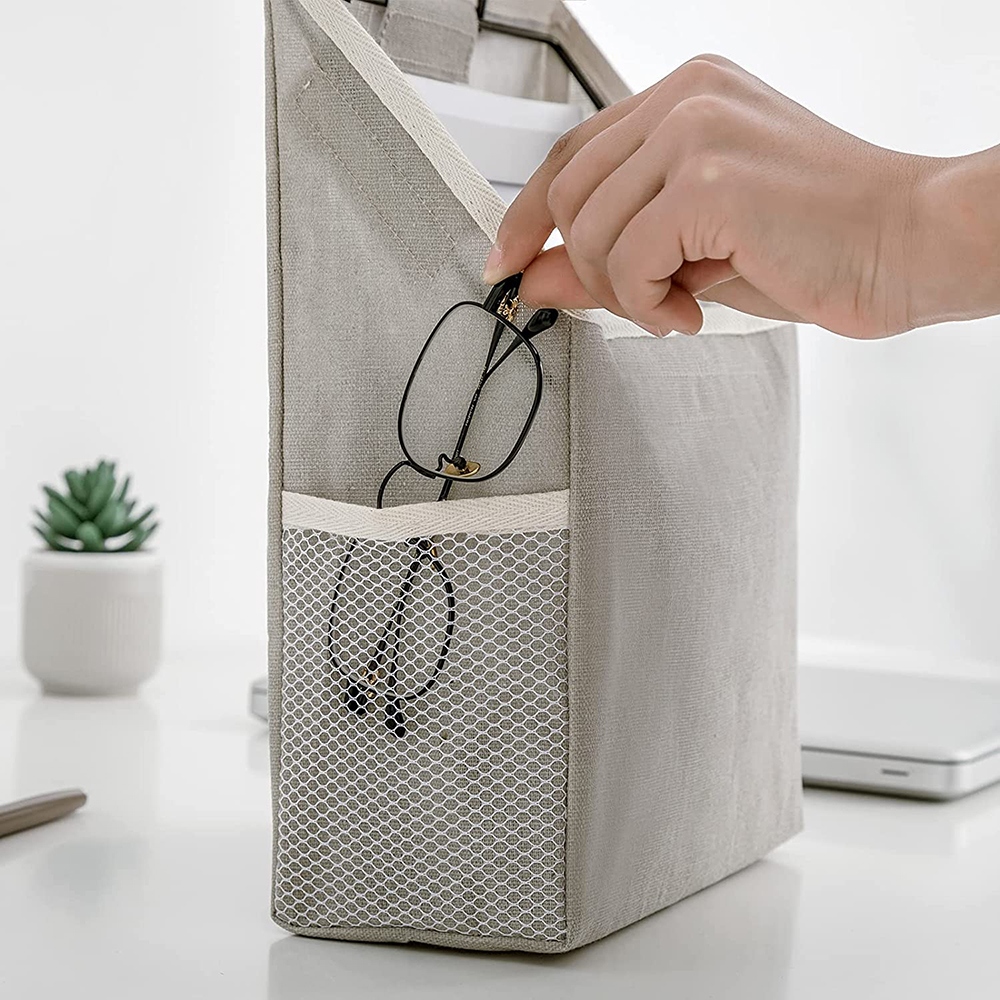 Cesta colgante para colgar en la pared, bolsa de almacenamiento de algodón y tela, organizador plegable de lino para libros, artículos diversos, estante interior para puerta