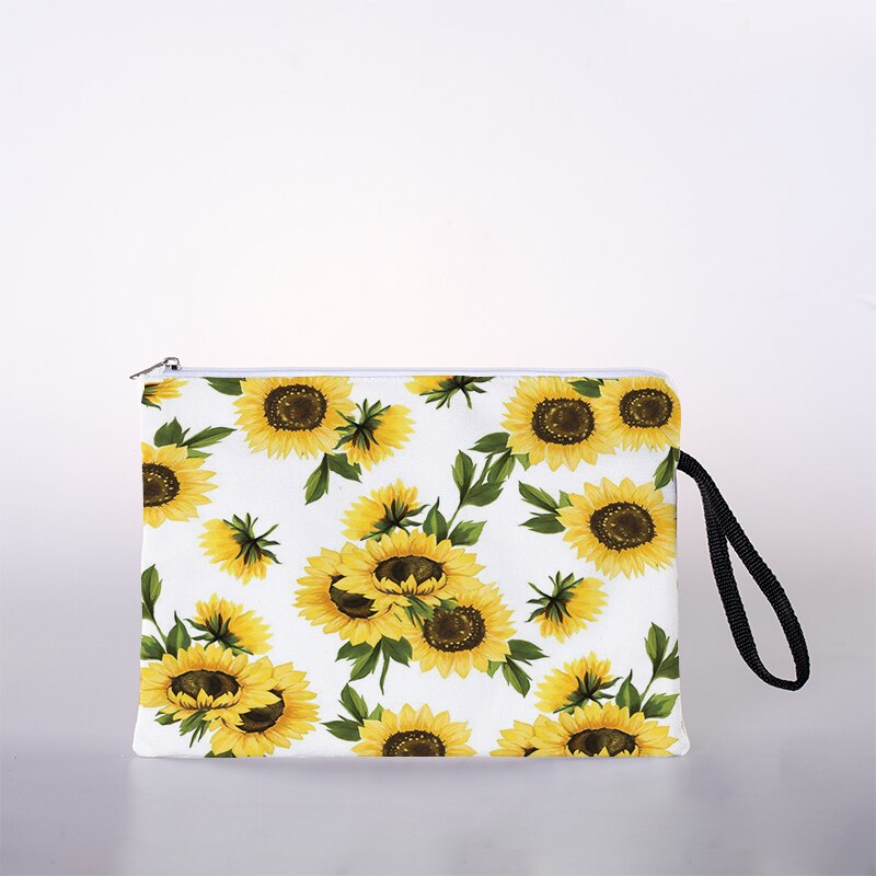 Kosmetyczka z nadrukiem słonecznika torba podróżna na zewnątrz dziewczyna kosmetyki dla kobiet torba kosmetyczka worek robić przechowywania panie pudełko na kosmetyki: 8