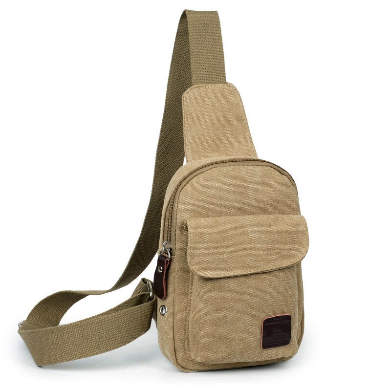 Männer Kleine Brust Schlinge Tasche Reise Wandern Kreuz Körper Bote Schulter Solide Männer Leinwand Tasche