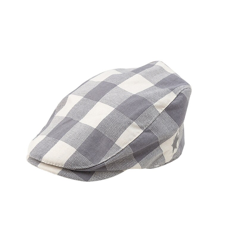 Baby Hat for Boys Cotton Plaid Baby Boys Hat England Vintage Cotton Kids Beret Cap for Children 5 Colors