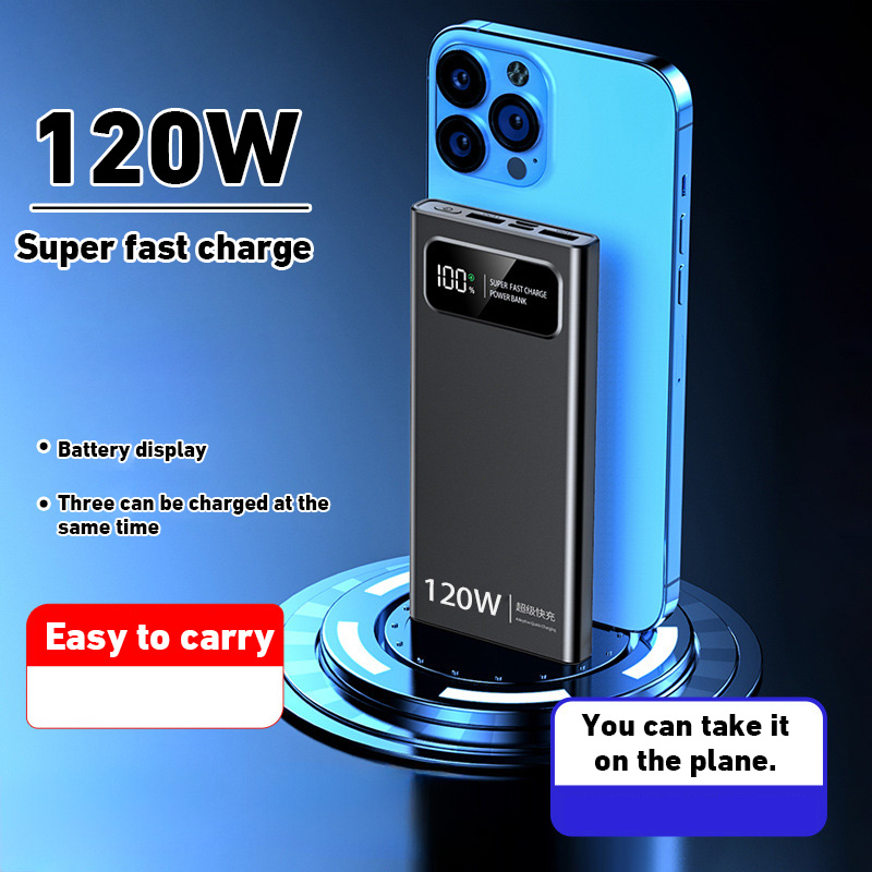120W Super Fast Charging Power Bank With LED Digital Display 200000mAh Large Capacity External Battery Portable For phones