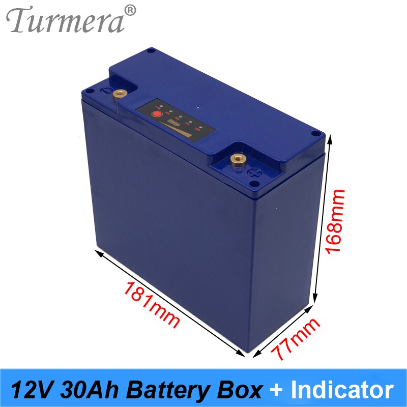 Caja de almacenamiento de batería Turmera 12V 30Ah con indicador de capacidad construir 48 piezas 18650 batería para fuente de alimentación ininterrumpida 12V