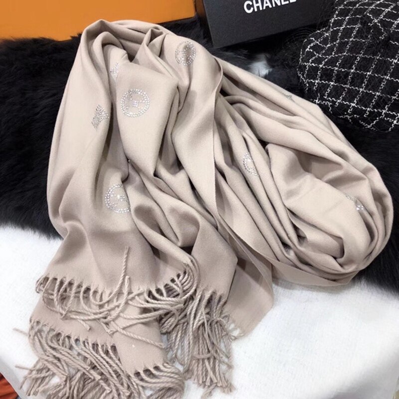 Winter Warm -drilling Scarf Women Pashmina Shawl Cashmere Solid Scarves Blanket Shawls scarf female stole: style 13