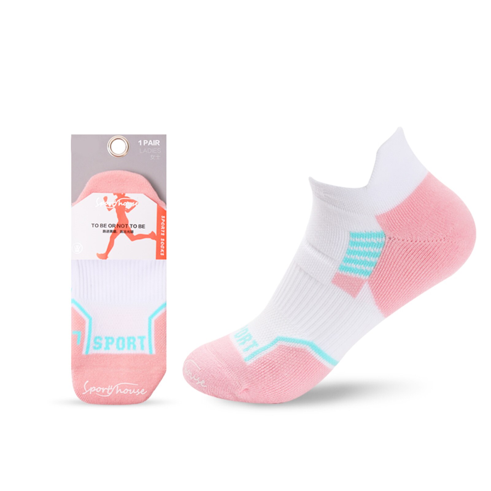 Frauen Professionelle Atmungsaktive Lauf Yoga Sport Socken Schweiß Absorption Baumwolle Knöchel Socken Weiß Elastische Nicht-Unterhose Socke 1 Paar: Rosa