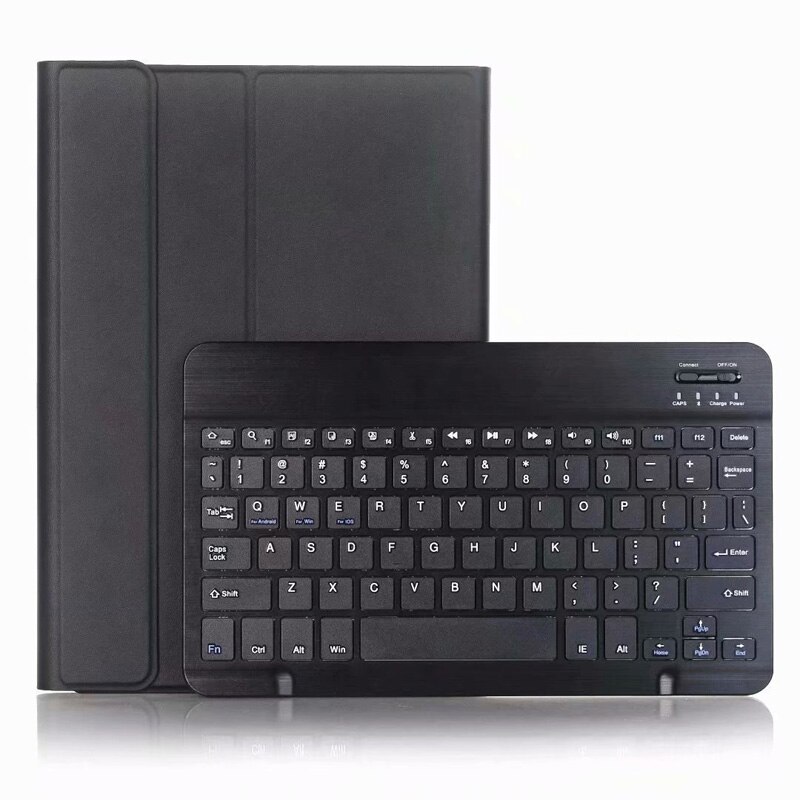 Tangentbordsfodral för huawei mediapad  m5 lite 10 10.1 tum bah 2-w09 bah 2-l09 bah 2-w19 bluetooth tangentbord läder vik: Svart