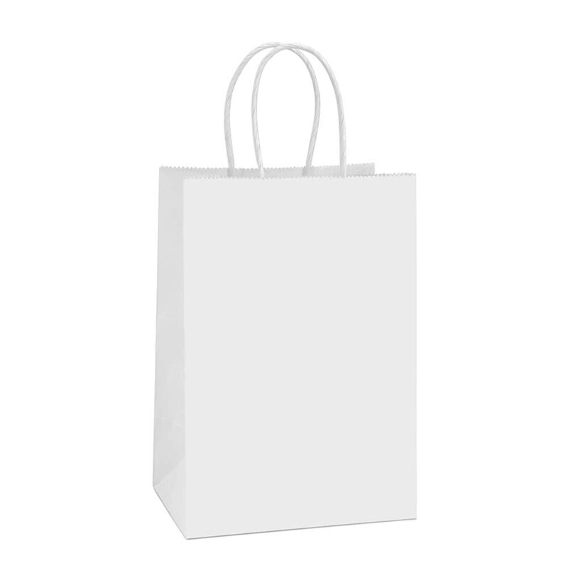 Kraft papieren zakken 25 stuks 5.9 x 3.14 x 8.2 inch kleine papieren zakken witte papieren zakken met handvatten papieren boodschappentassen feestzakken re