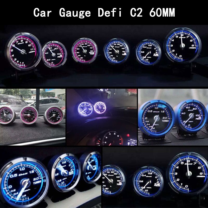 Universal Car Defi C2 Gauges 60mm Defi Water Temperature Gauge Vacuum Meter RPM Oil Temp Turbine Meter Volts Gauge BT20S09