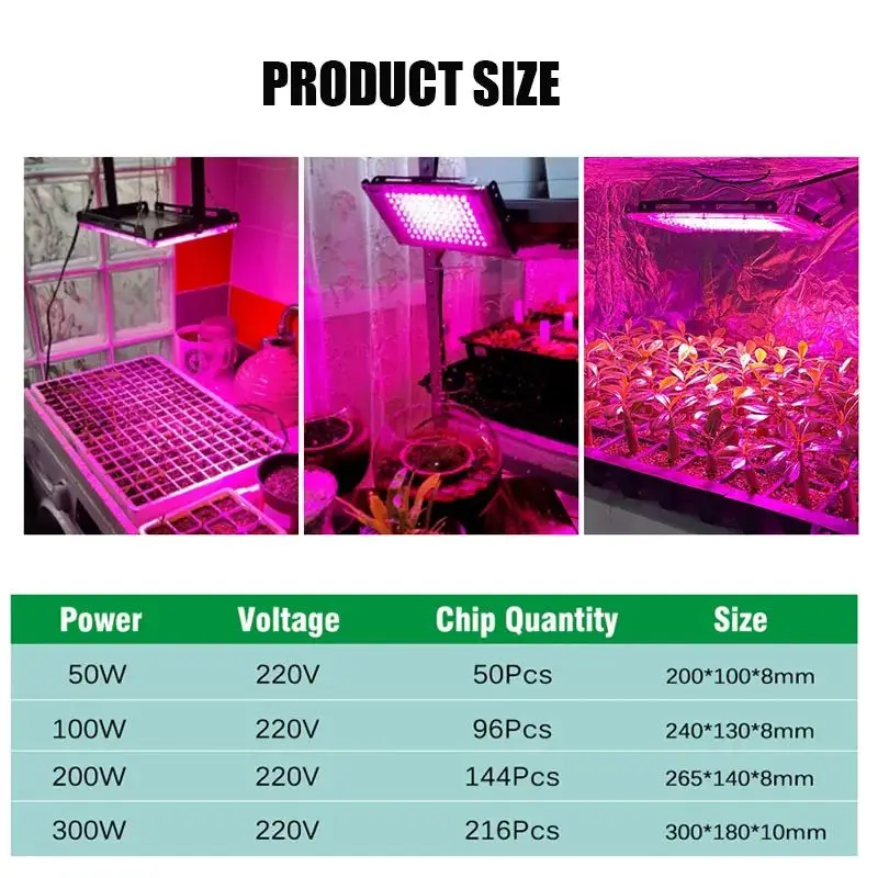 Lámpara de planta de espectro completo, luz Led para cultivo de interiores, 50W, 100W, 200W, 300W, luz Led para cultivo hidropónico, fitoamplificador de flores vegetales