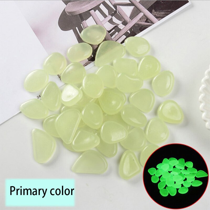 50/100pcs Glow in the Dark Garden Pebbles Glow Stones Rocks for Walkways Patio Lawn Garden Yard Fish tank Decor Luminous Stones: 100pcs / primary color