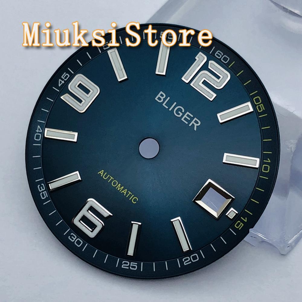 Bliger 1 Pcs 31.5 Mm Steriele Wijzerplaat Fit Eta 2836 2824 DG2813 3804 Miyota 8215 821A 8205 Zeemeeuw 1612 Automatische Beweging: Blue with logo