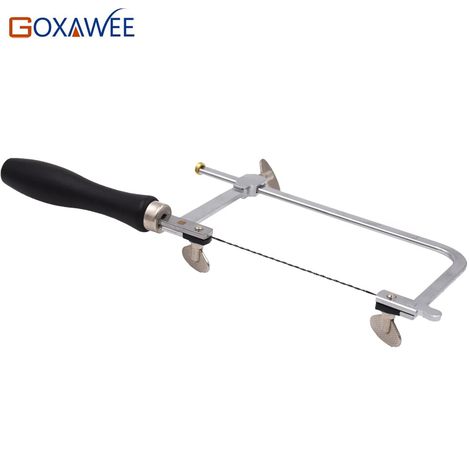 GOXAWEE-Marco de sierra ajustable en forma de U, herramientas de mano para bricolaje, con 12 hojas de sierra en espiral para herramientas de joyería