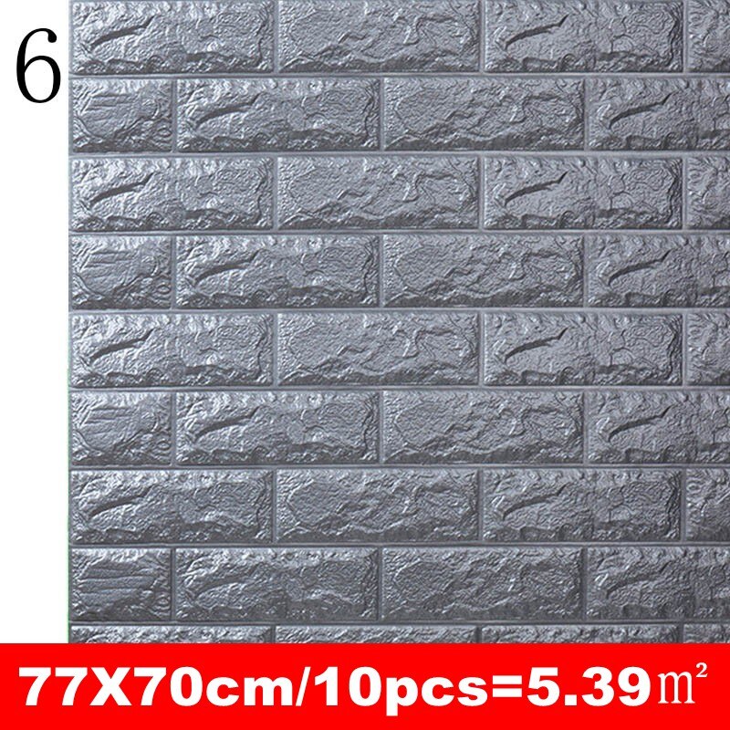 10pcs 3D Wall Sticker Imitation Brick Bedroom Decoration Waterproof Self Adhesive Wallpaper for Living Room Kitchen TV Backdrop: Light Grey