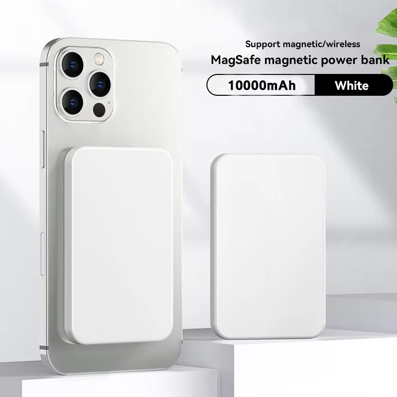 50000 mah draadloze magnetische powerbank oplader, snellader, draagbare oplader, externe reservebatterij voor apple iphone android: Wit / 30001 mah -50000 mah