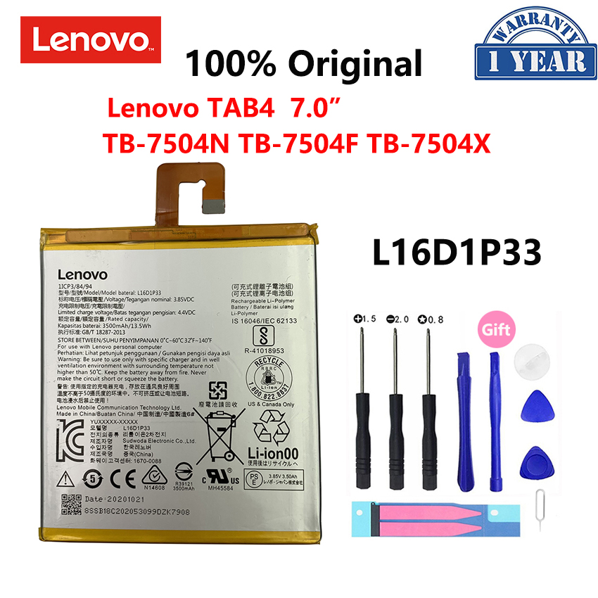 100% L16D1P33 3500Mah Batterij Voor Lenovo TAB4 7.0 Inch TB-7504N TB-7504F TB-7504X Batterij Bateria
