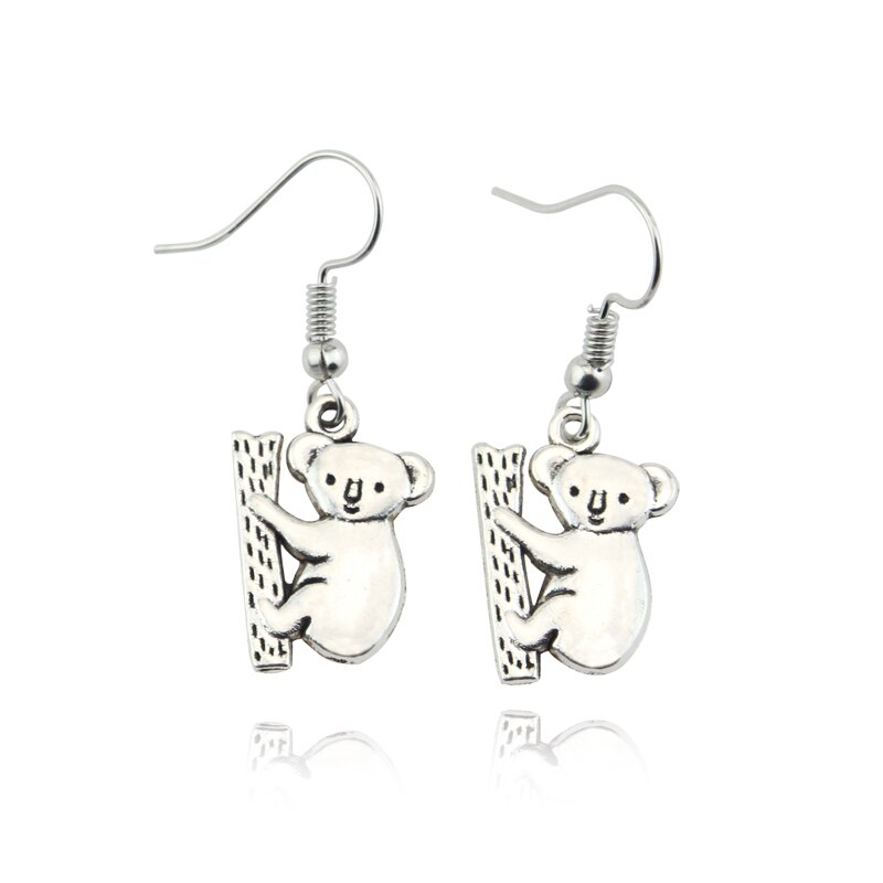 1Pc Charms Koala Handgemaakte Craft Hanger Maken Fit Vintage Tibetaanse Brons Zilver Kleur Diy Voor Armband Ketting: E129