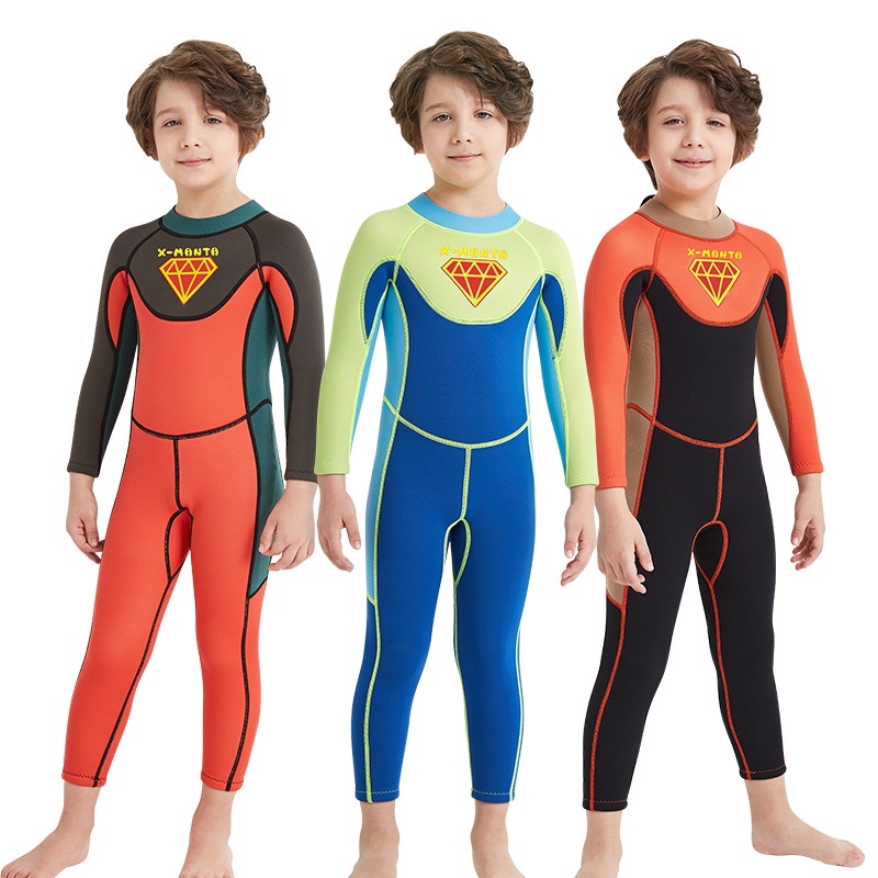 2.5mm Boy Superman Neoprene Wetsuit Keep Warm Spearfishing Diving Suit Children Surf Wet Suit X-MAN Swimming Suit for Boys