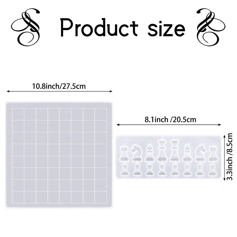 Chess Set Molds 2 Chess Board Silicone Mold and 3D International Chess Piece Epoxy Casting Mold for DIY Crafts Making