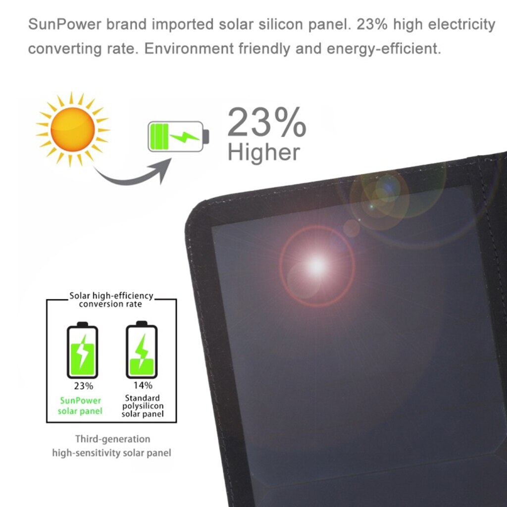 5V 14W Solar Charger, Opvouwbare Zonnepanelen Met Usb-poorten Compatibel Met Iphone Tablet Etc.