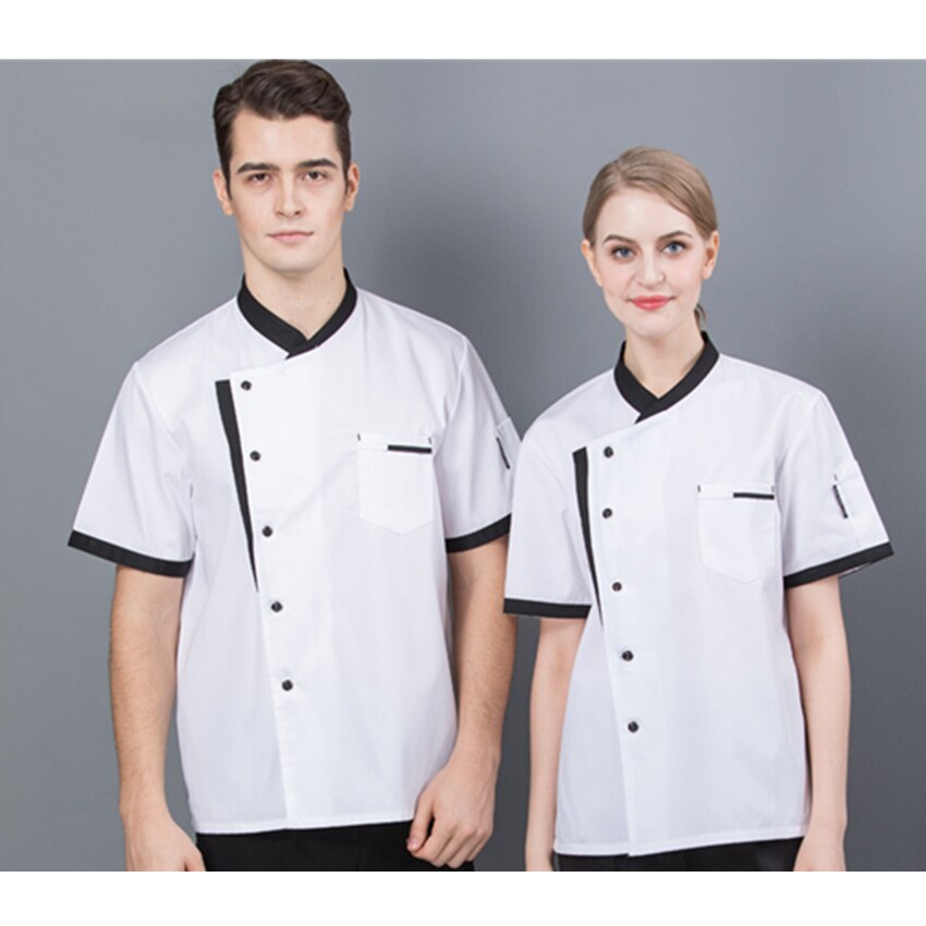 Chaqueta de Chef de manga corta para hombre y mujer, uniforme de Chef de Sushi para restaurante, ropa de trabajo para Hotel, trajes de cocina y panadería, monos de Color sólido