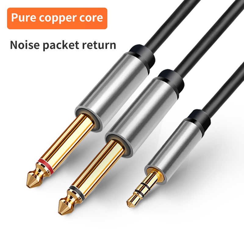 Adaptador Jack de 3,5mm a doble 6,5mm Cable de Audio doble 6,35mm macho 1/4 "Conector Mono a estéreo 1/8" 3,5mm para altavoces iPhone iPod