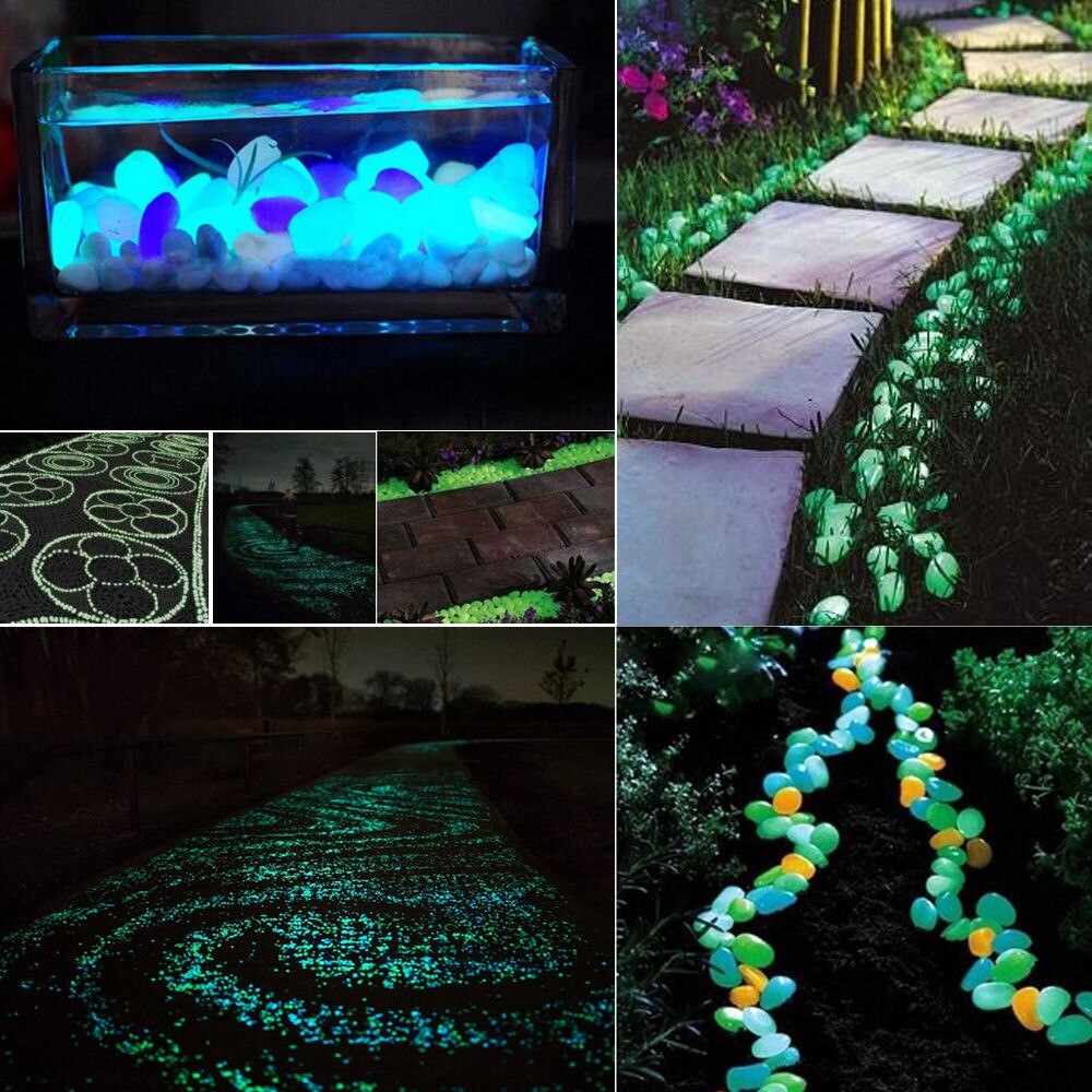 Luminous Stone Glow In Dark Garden Pebbles Glow Stones for Outdoor Lawn Walkways Home Decoration Fish Tank Aquarium Rocks